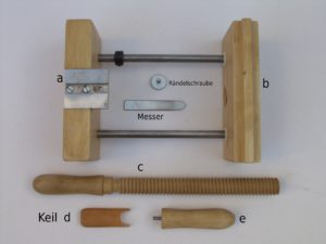 Einzelteile des Beschneidehobels